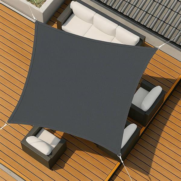 Vela parasole 5x5m grigia in HDPE anti-UV con anelli acciaio