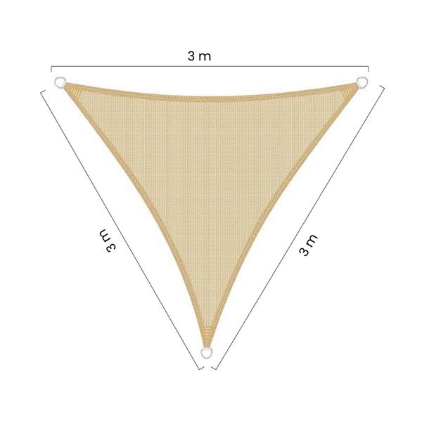Vela parasole triangolare 3x3x3m beige in HDPE anti-UV