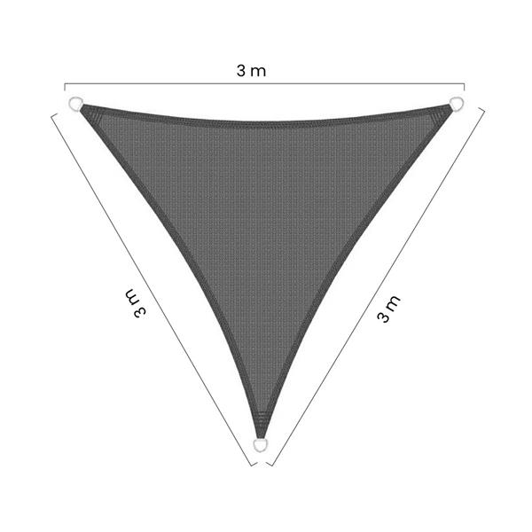 Vela parasole triangolare 3x3x3m grigia in HDPE anti-UV
