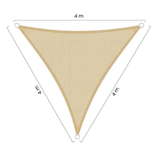 Vela parasole triangolare 4x4x4m beige in HDPE anti-UV