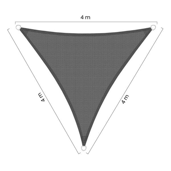 Vela parasole triangolare 4x4x4m grigia in HDPE anti-UV