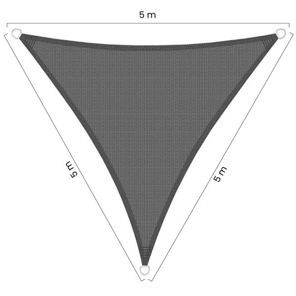 Vela parasole triangolare 5x5x5m grigia in HDPE anti-UV