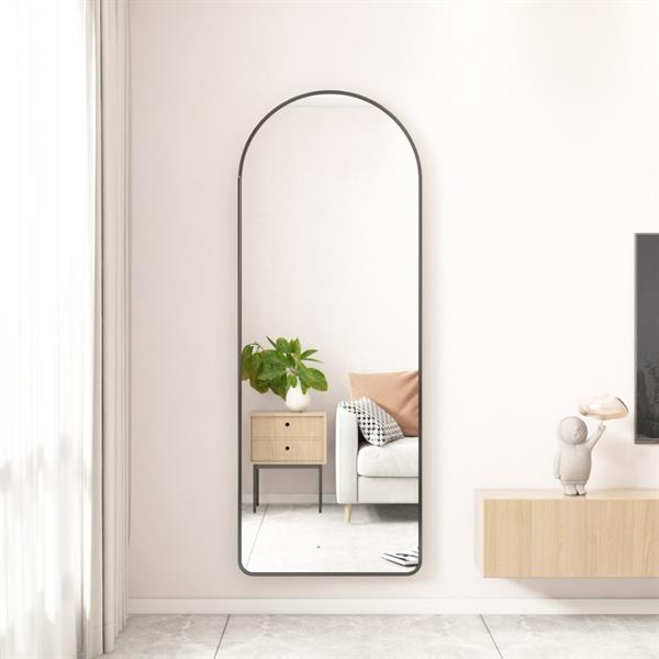 Specchio ad arco 50x160 cm da terra o parete con telaio nero - Roanne