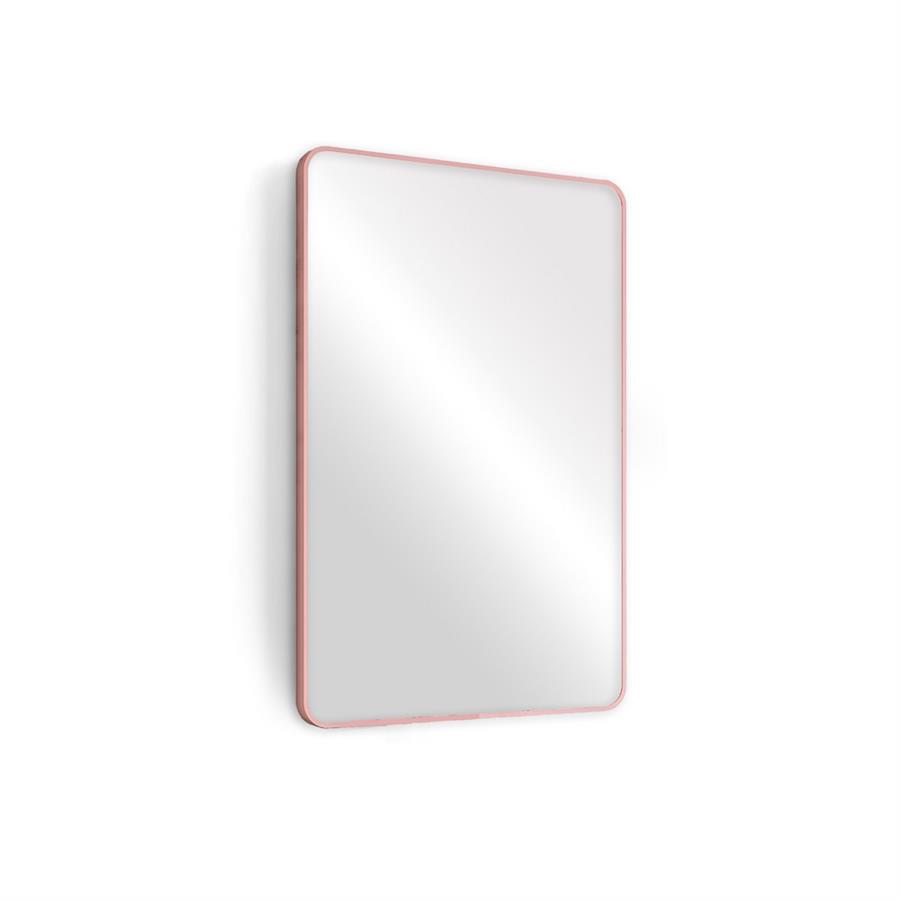 Specchio da parete 70x50 cm con telaio oro rosa e angoli arrotondati - Lay