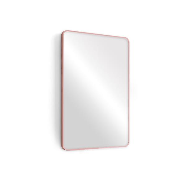 Specchio da parete 70x50 cm con telaio oro rosa e angoli arrotondati - Lay