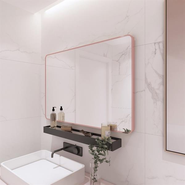 Specchio da parete 70x50 cm con telaio oro rosa e angoli arrotondati - Lay