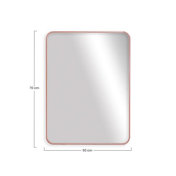 Specchio da parete 70x50 cm con telaio oro rosa e angoli arrotondati - Lay