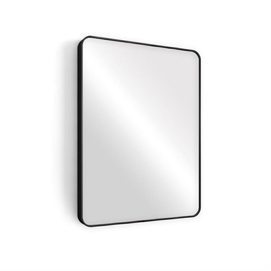 Specchio da parete 70x50 cm con telaio nero e angoli arrotondati - Lay