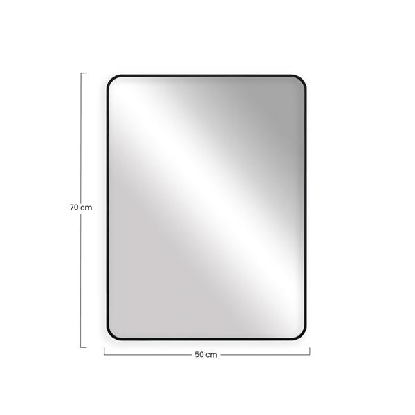 Specchio da parete 70x50 cm con telaio nero e angoli arrotondati - Lay