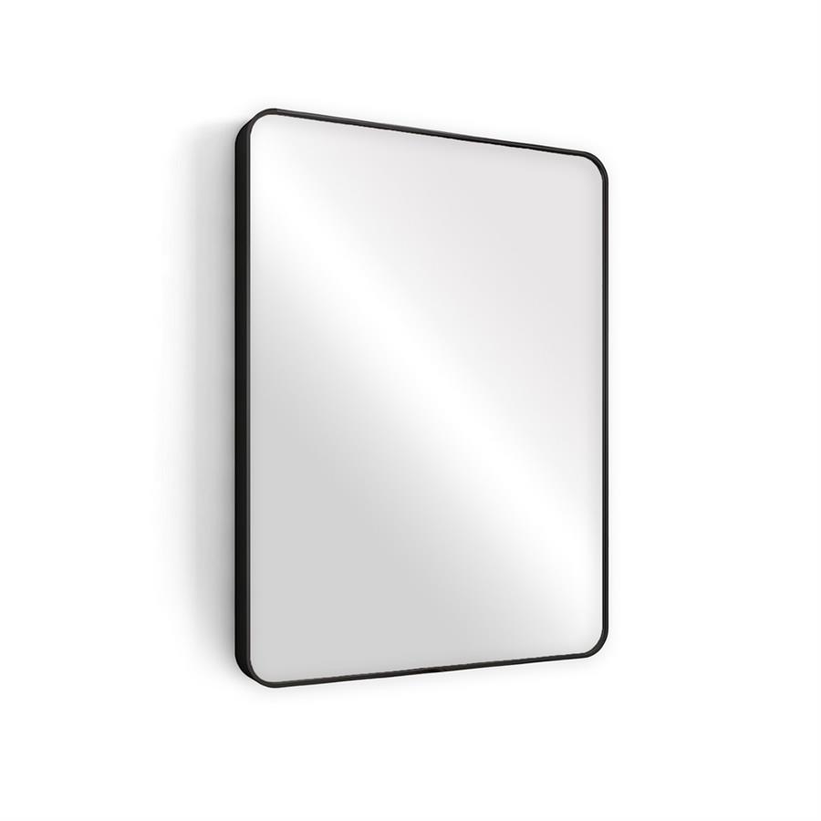 Specchio da parete 70x50 cm con telaio nero e angoli arrotondati - Lay