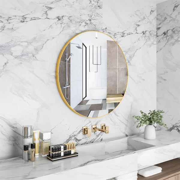 Specchio tondo da parete 60 cm con telaio color oro - Ecoche