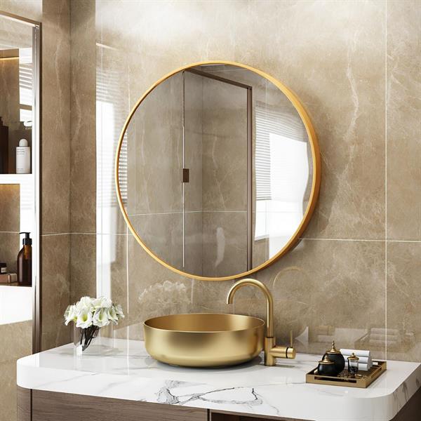 Specchio tondo da parete 60 cm con telaio color oro - Ecoche