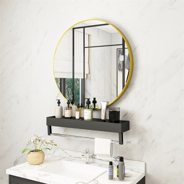Specchio tondo da parete 60 cm con telaio color oro - Ecoche