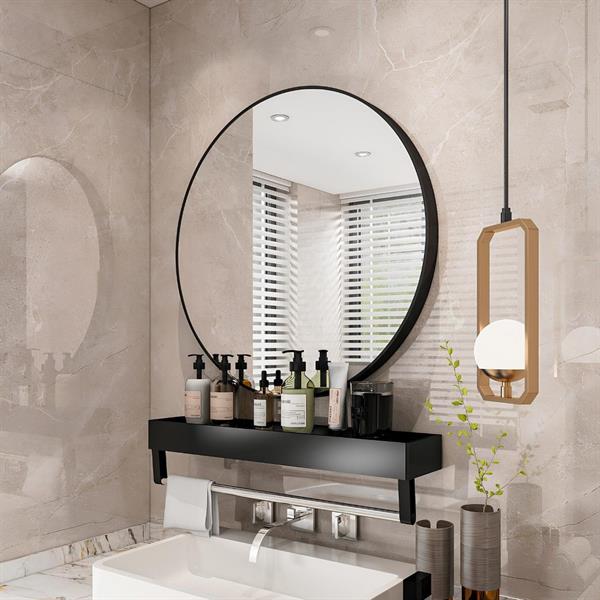 Specchio tondo da parete 70 cm con telaio nero - Ecoche