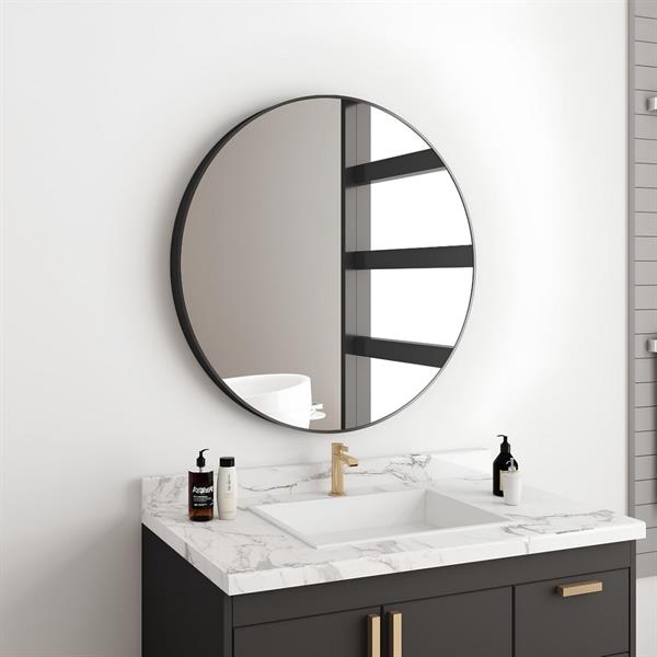 Specchio tondo da parete 70 cm con telaio nero - Ecoche