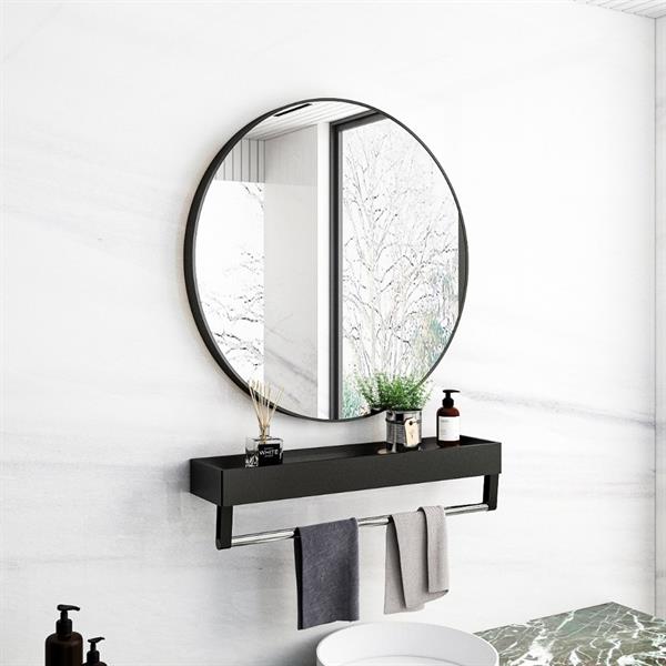 Specchio tondo da parete 70 cm con telaio nero - Ecoche