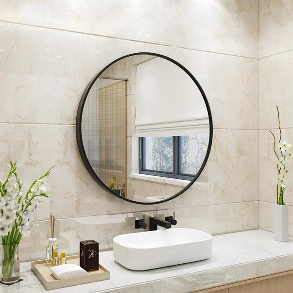 Specchio tondo da parete 70 cm con telaio nero - Ecoche