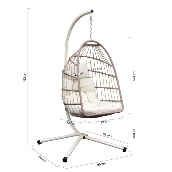 Poltrona sospesa con struttura avorio e corda natural - Rawak