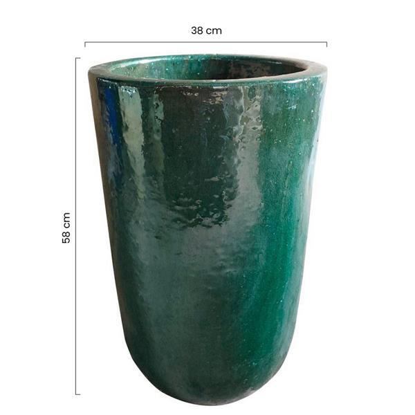 Vaso in terra cotta verde bottiglia 38x58 cm - Inca