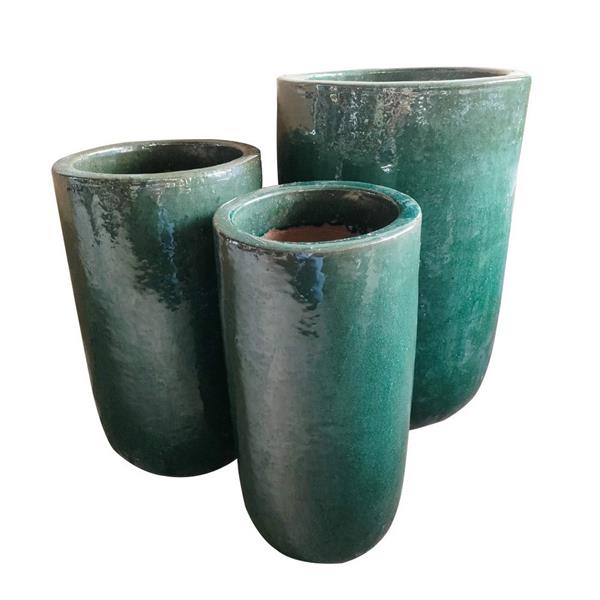 Vaso in terra cotta da interno o esterno verde 30x50 cm - Inca