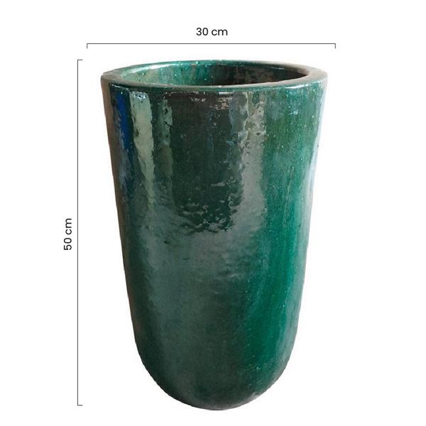 Vaso in terra cotta da interno o esterno verde 30x50 cm - Inca