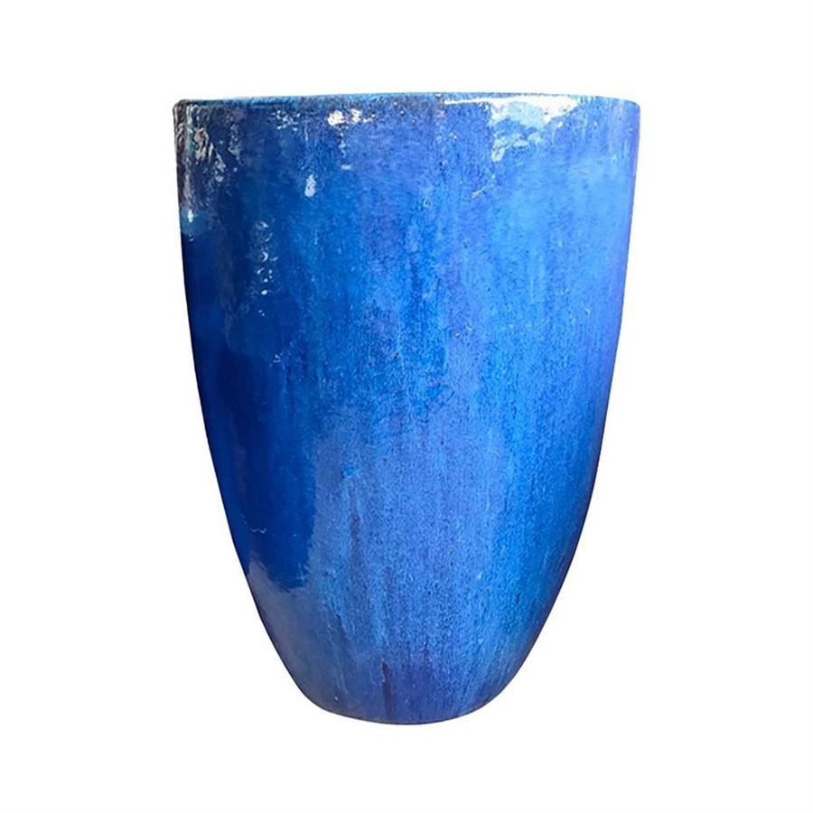 Vaso in terracotta con finitura smaltata blu cobalto 46x65 cm - Canar