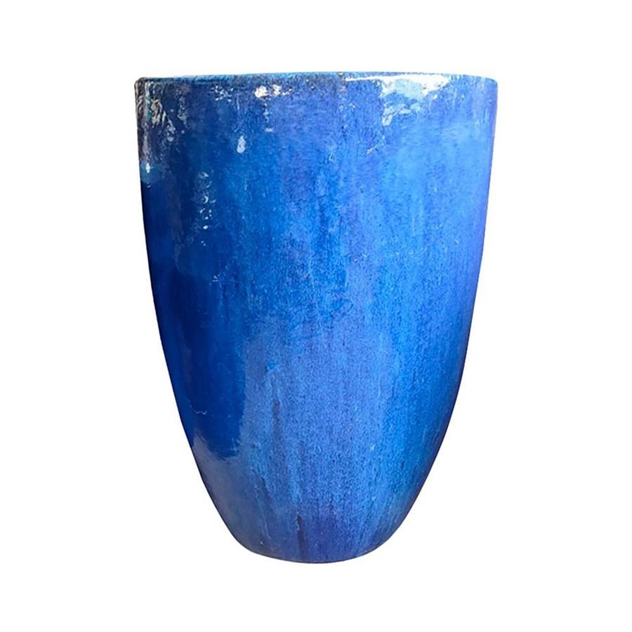 Vaso in terracotta con finitura smaltata blu cobalto 46x65 cm - Canar