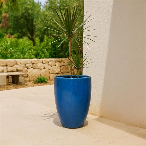 Vaso in terracotta con finitura smaltata blu cobalto 46x65 cm - Canar