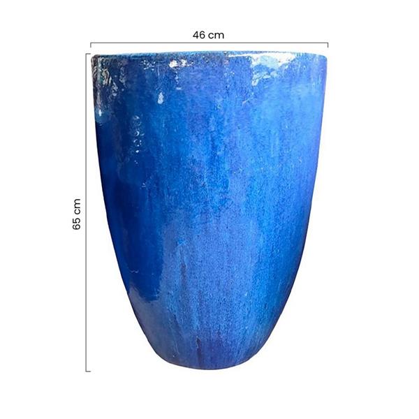 Vaso in terracotta con finitura smaltata blu cobalto 46x65 cm - Canar