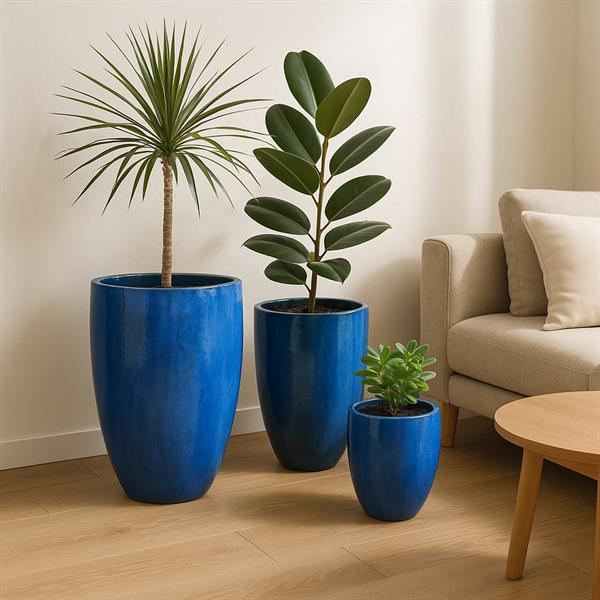 Vaso design in terracotta azzurro 39x51 cm - Canar