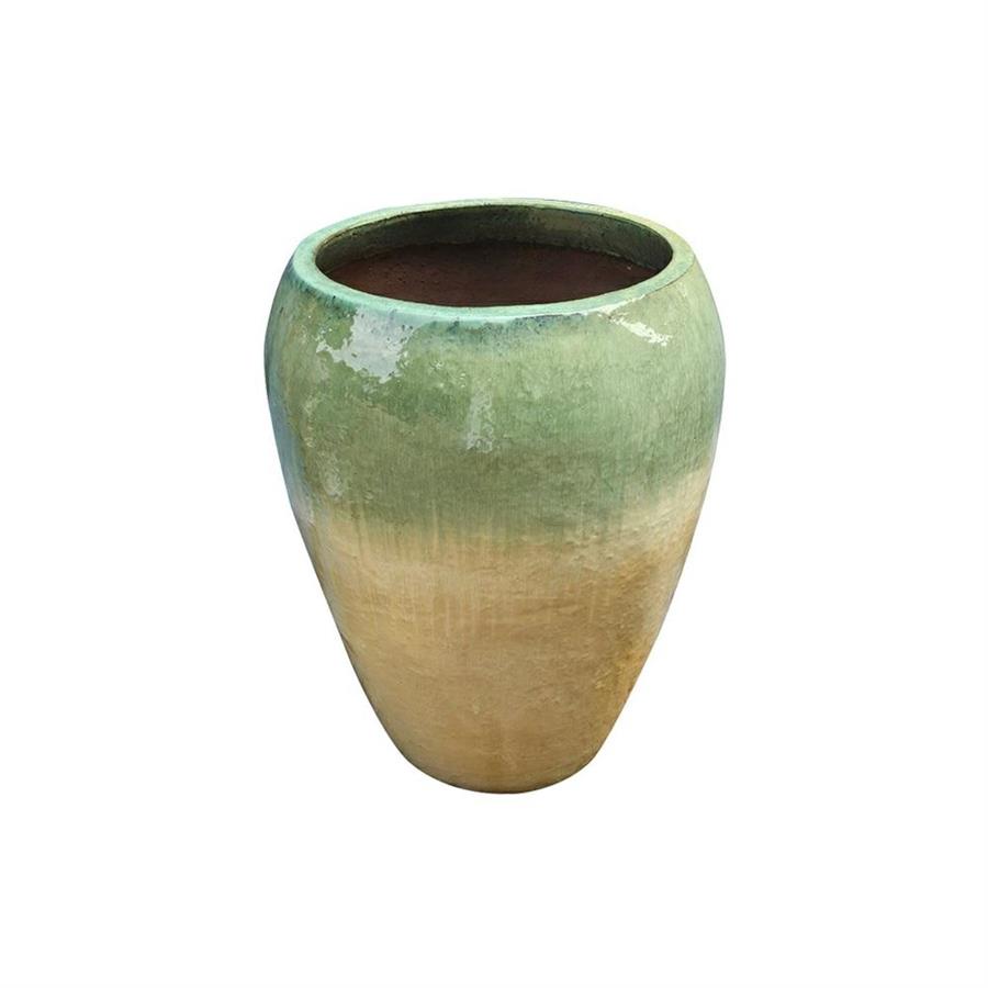 Vaso artigianale in terracotta verde e finitura grezza 44x56 cm - Manacor
