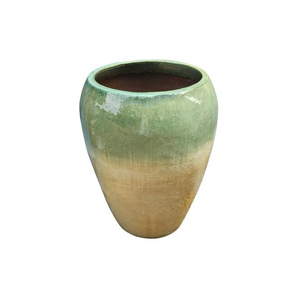Vaso artigianale in terracotta verde e finitura grezza 44x56 cm - Manacor