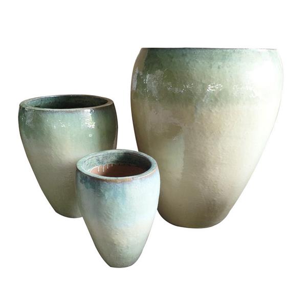 Vaso artigianale in terracotta verde e finitura grezza 44x56 cm - Manacor