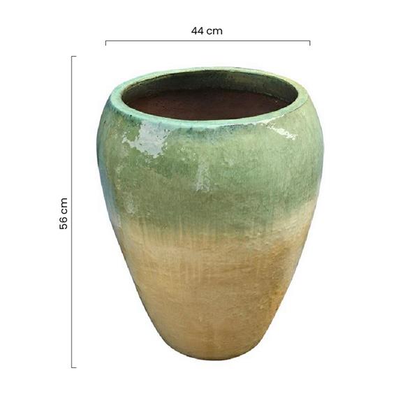 Vaso artigianale in terracotta verde e finitura grezza 44x56 cm - Manacor