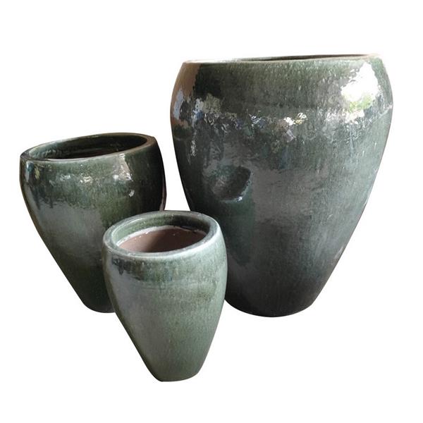 Vaso smaltato da esterno grigio scuro 60x68 cm - Manacor