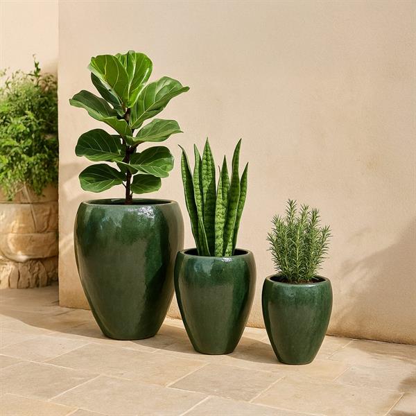 Vaso smaltato da esterno grigio scuro 60x68 cm - Manacor