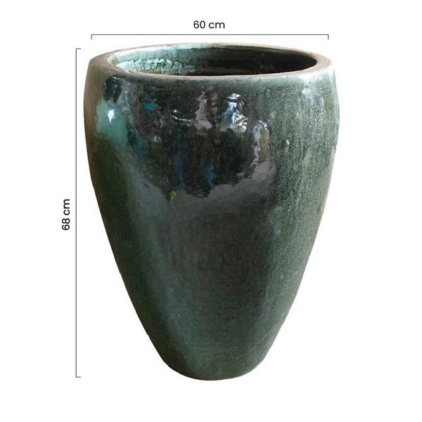 Vaso smaltato da esterno grigio scuro 60x68 cm - Manacor