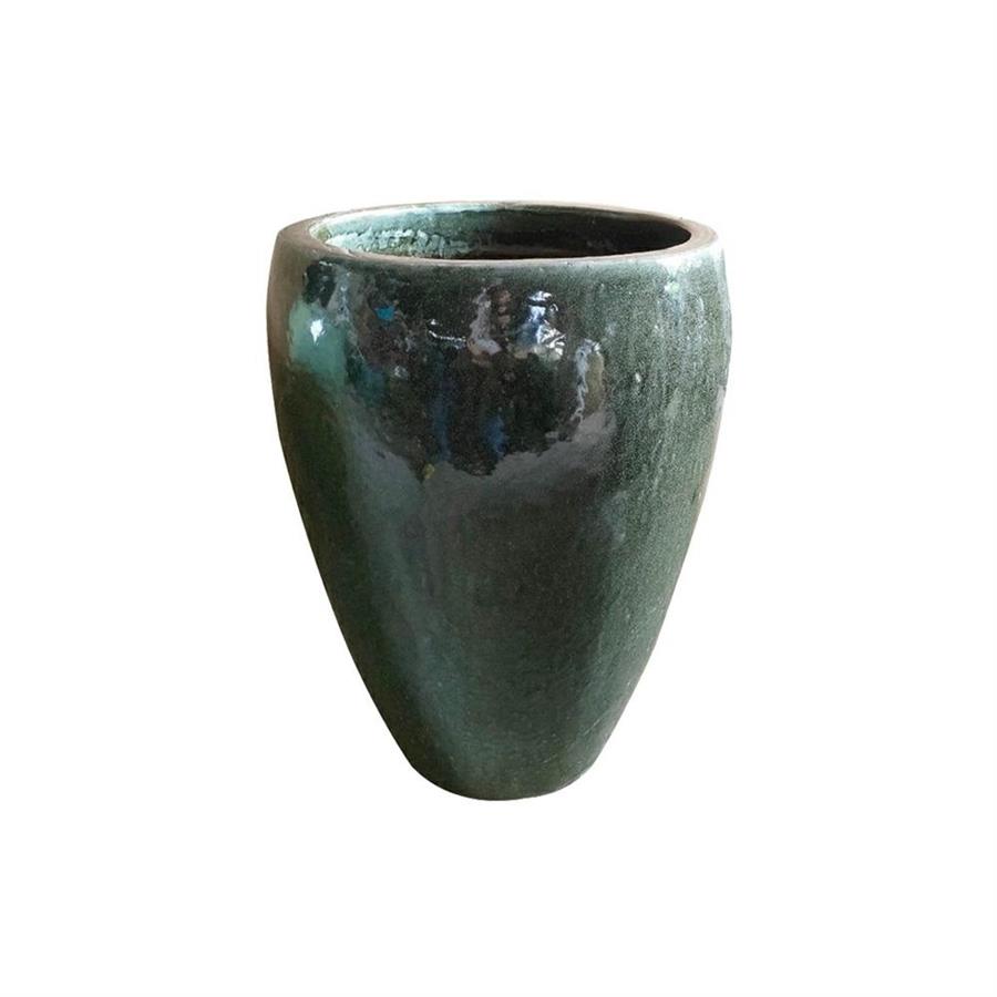 Vaso in terracotta con finitura smaltata grigio scuro 44x56 cm - Manacor