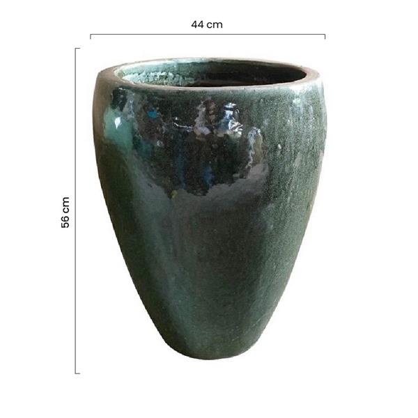 Vaso in terracotta con finitura smaltata grigio scuro 44x56 cm - Manacor