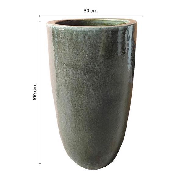 Vaso in terracotta decorato grigio 60x100 cm - Rajada