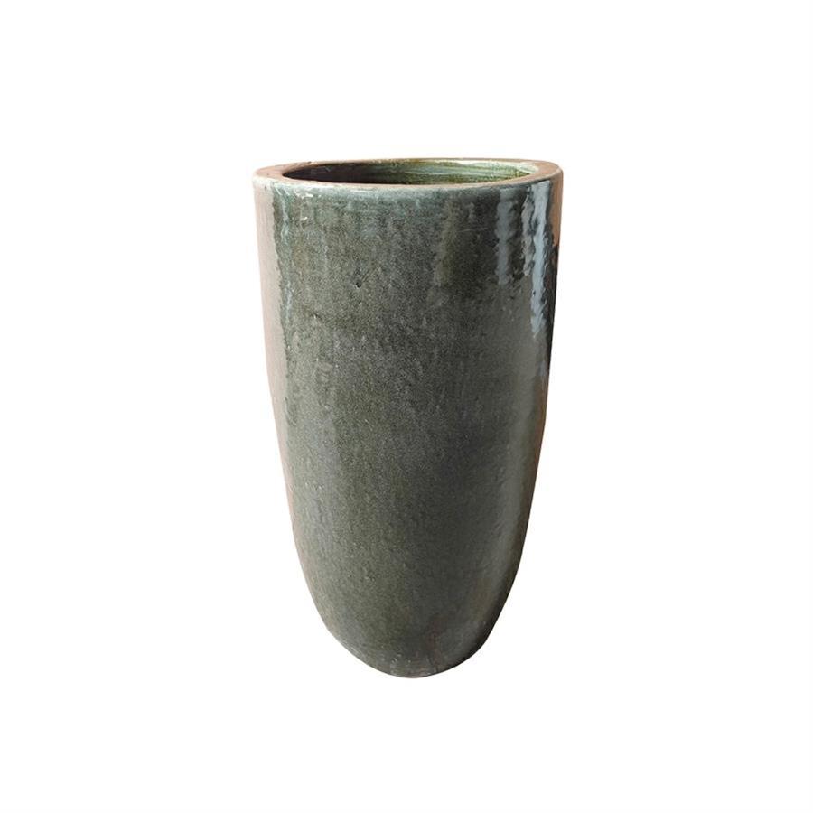 Vaso in terracotta elegante con finitura grigia 46x78 cm - Rajada