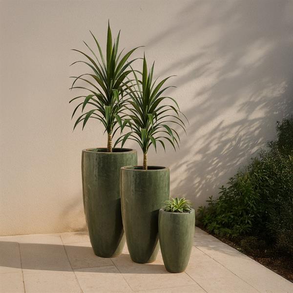 Vaso in terracotta elegante con finitura grigia 46x78 cm - Rajada