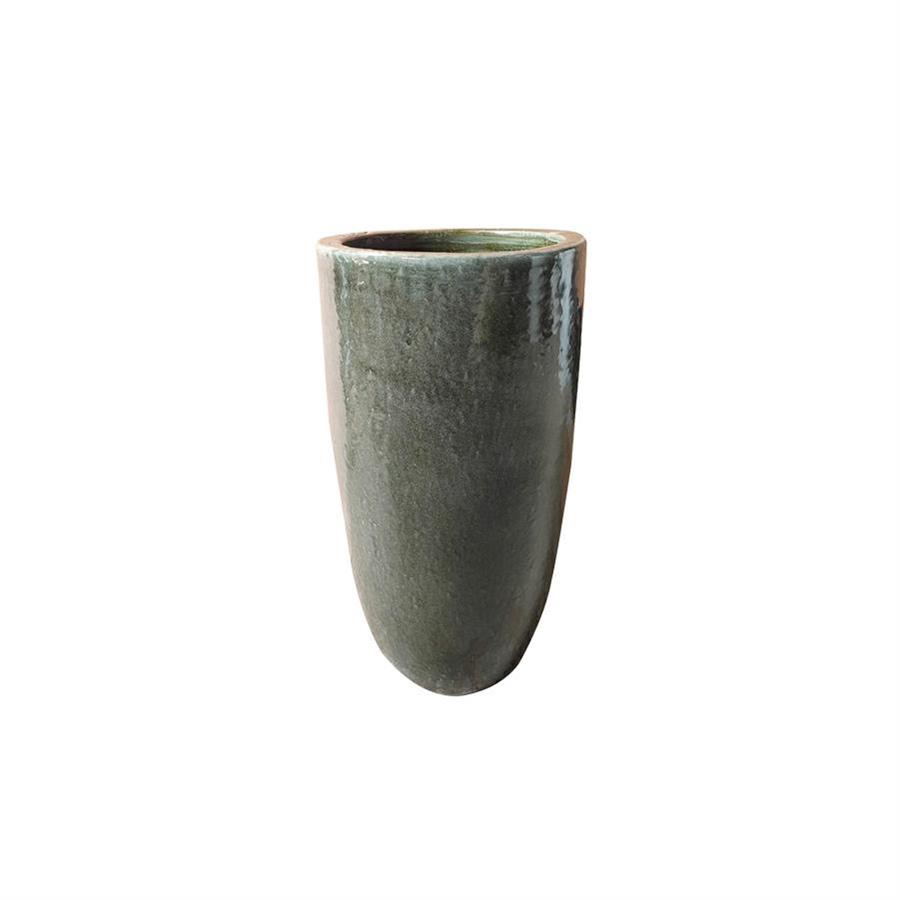 Vaso in terracotta decorato grigio 36x63 cm - Rajada