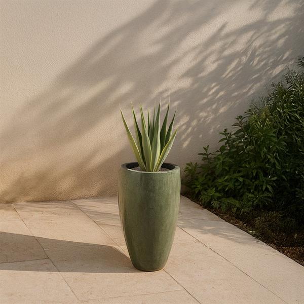 Vaso in terracotta decorato grigio 36x63 cm - Rajada