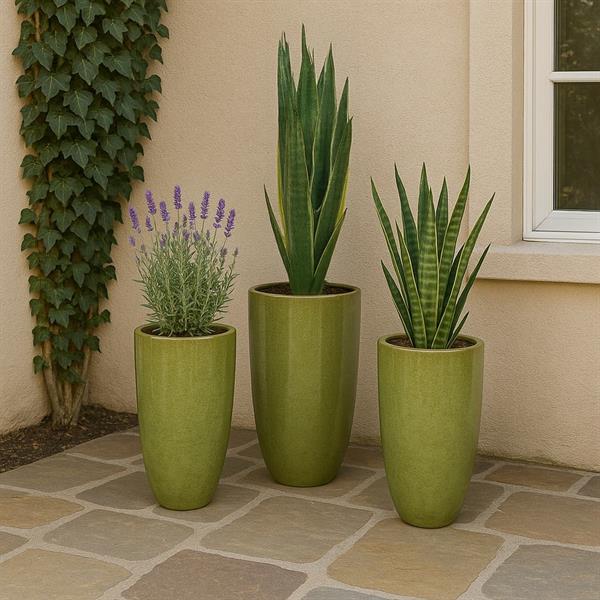 Vaso in terracotta decorato verde chiaro 60x100 cm - Rajada