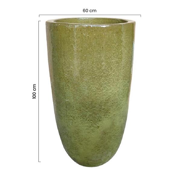 Vaso in terracotta decorato verde chiaro 60x100 cm - Rajada