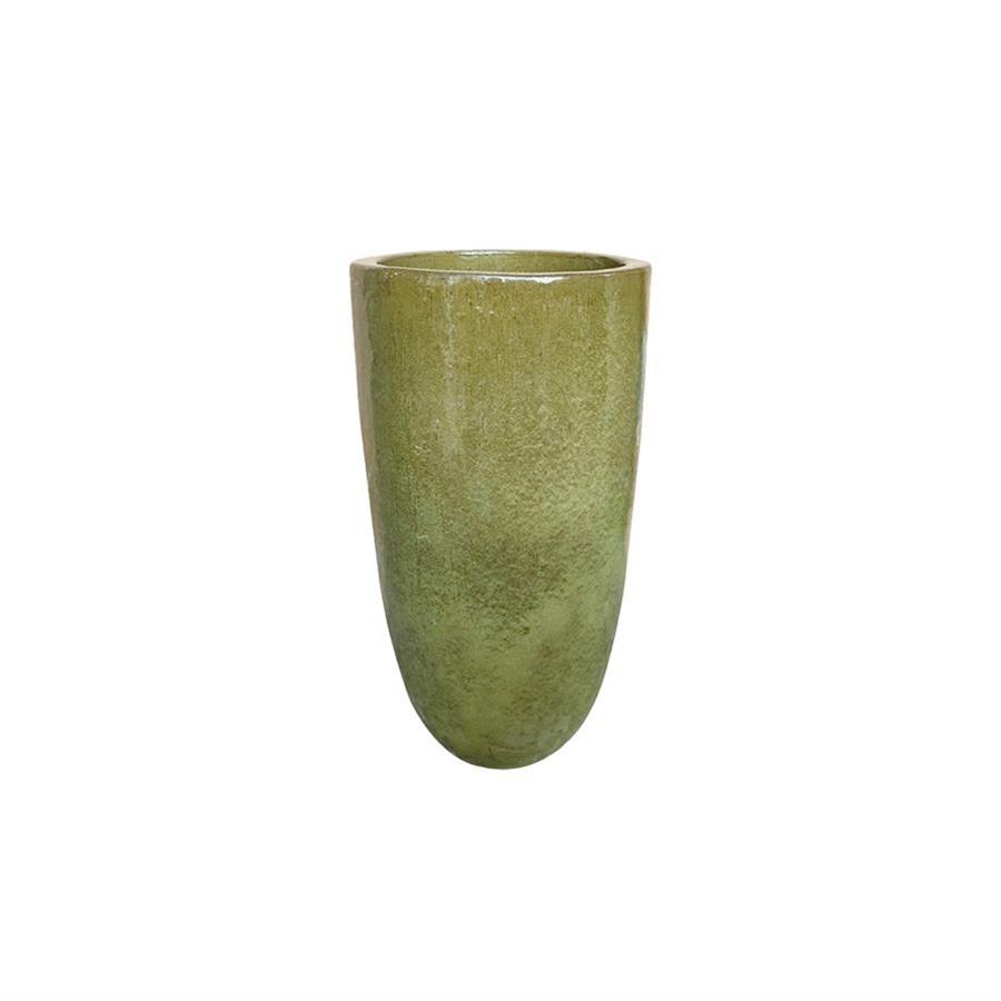 Vaso in terracotta decorato 36x63 cm verde - Rajada
