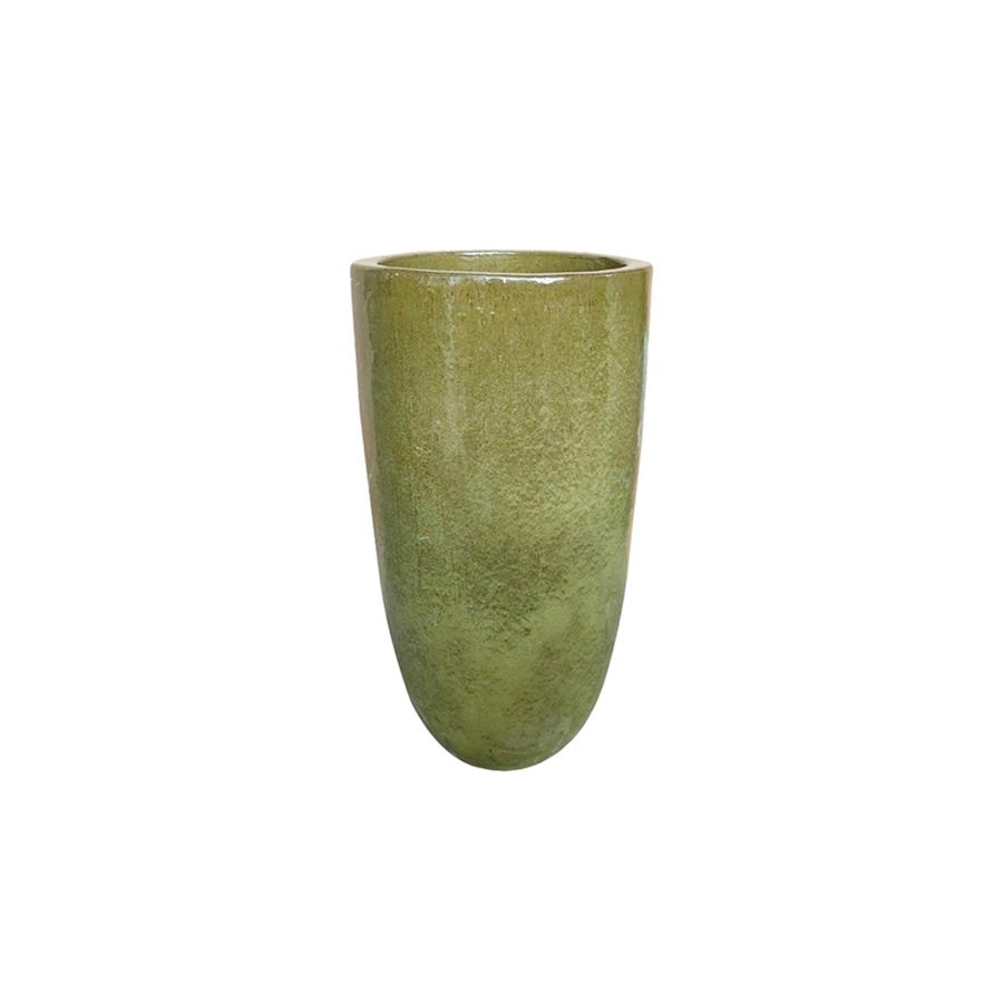 Vaso in terracotta decorato 36x63 cm verde - Rajada