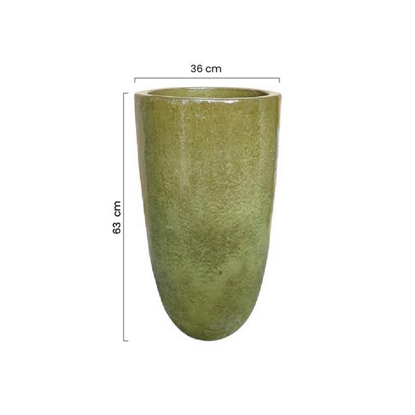 Vaso in terracotta decorato 36x63 cm verde - Rajada