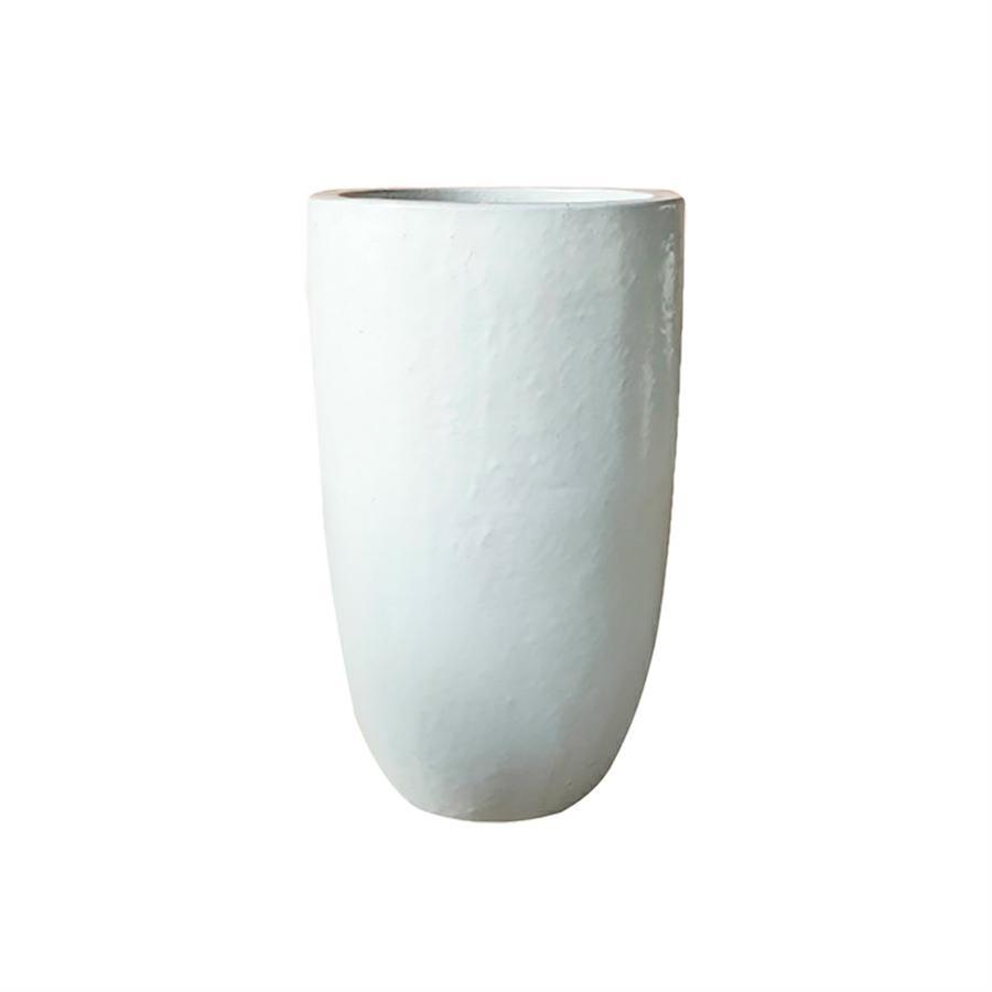 Vaso in terracotta smaltata bianca 46x78 cm - Real